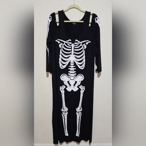 Black Skeleton Print Dress